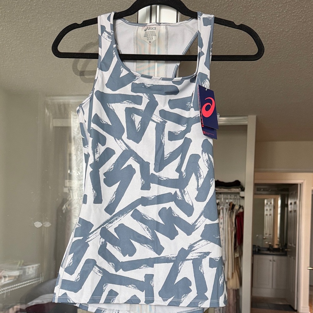 ASICS Women's Abstract Tank Top - Gray and White